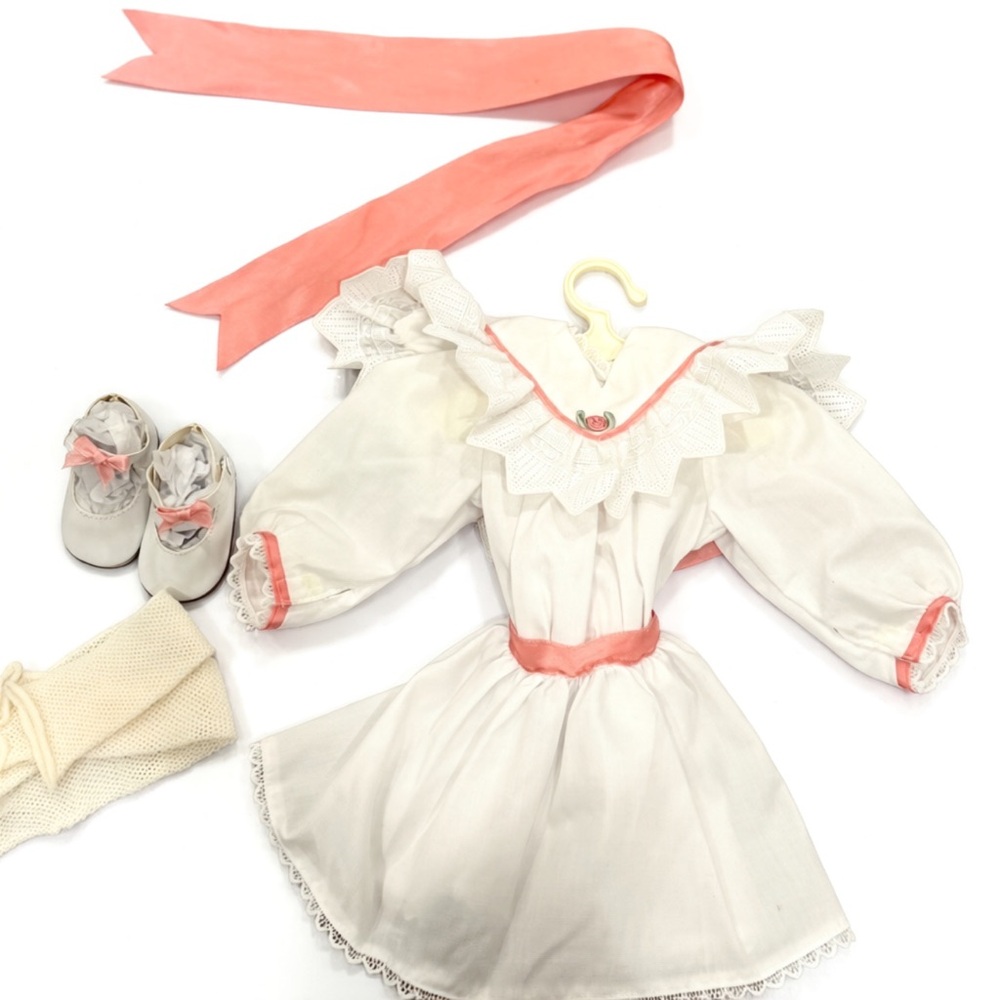Early PC Era American Girl Samantha’s Tea Dress 1989 + White Party Slippers 1991
